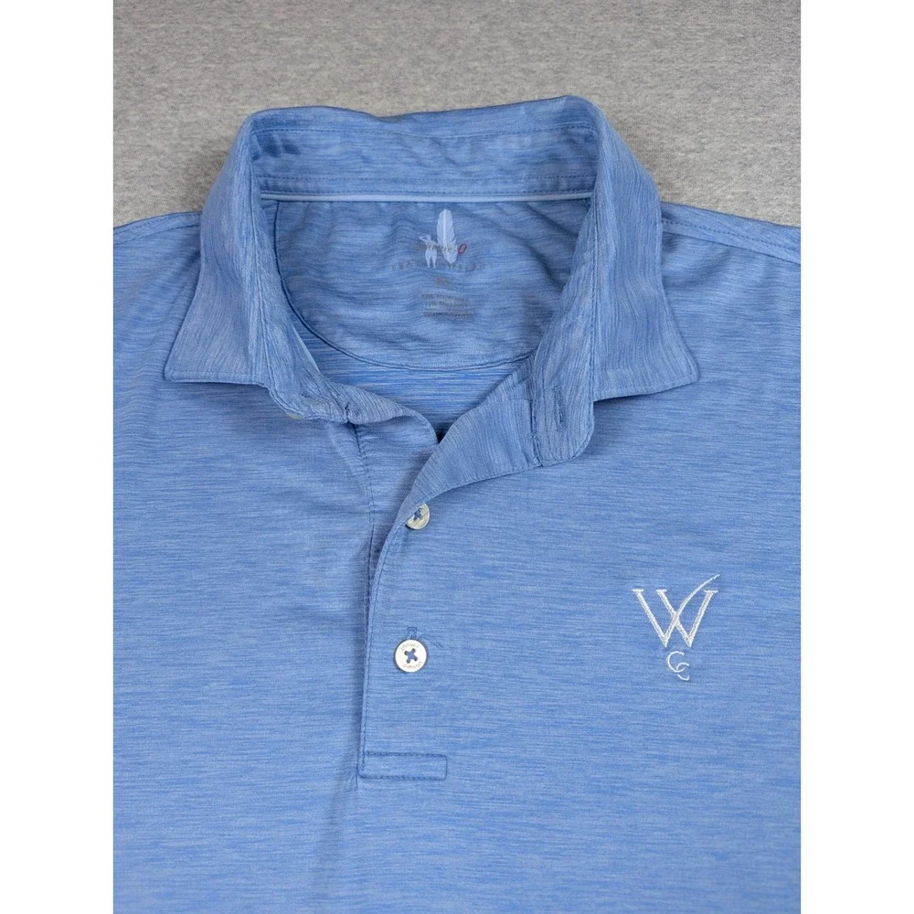Johnnie-O Featherweight Polo Shirt Mens XL Blue Heather Golf Logo Stretch